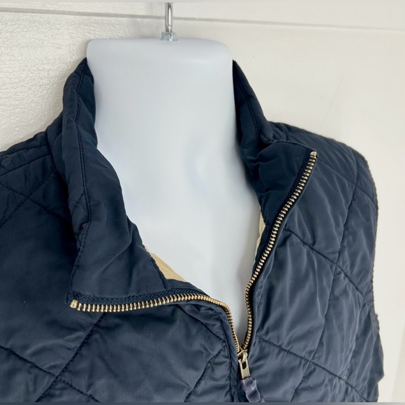 J.Crew Authentic Outerwear Quilted Vest XL Navy Blue Tan Lining - Picture 12 of 13